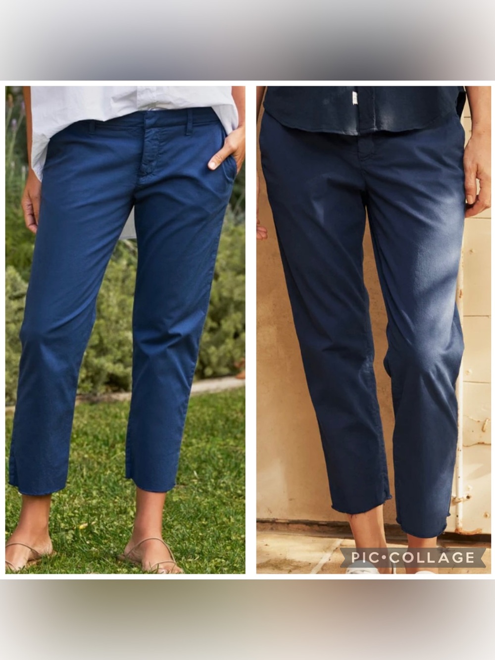 FRANK & EILEEN Women’s Blue Cropped WICKLOW Italian Chino Pant Made In USA Sz 00